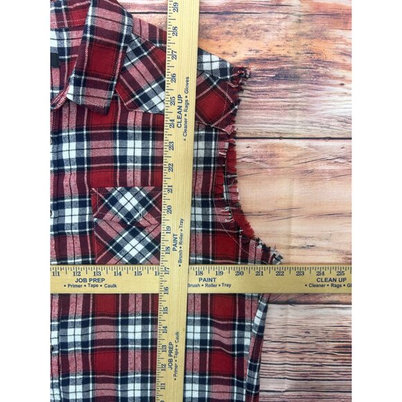Nutexrol Womens Sleeveless Boyfriend Flannel Shirt Small with Frayed Edges - Picture 4 of 4